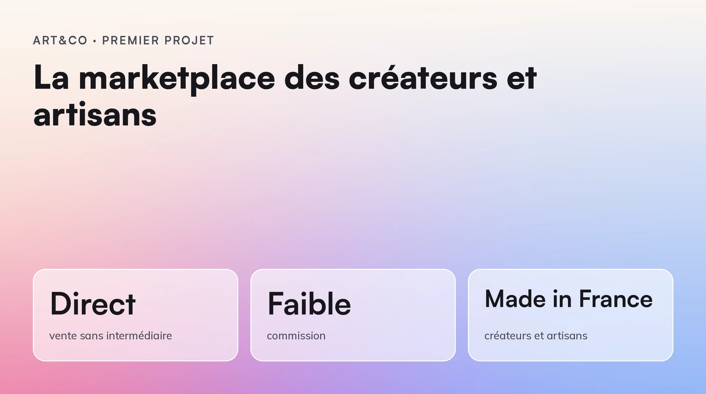 Art&Co, la marketplace des créateurs et artisans, premier projet de Sway. Vente directe ; faible commission ; Made in France